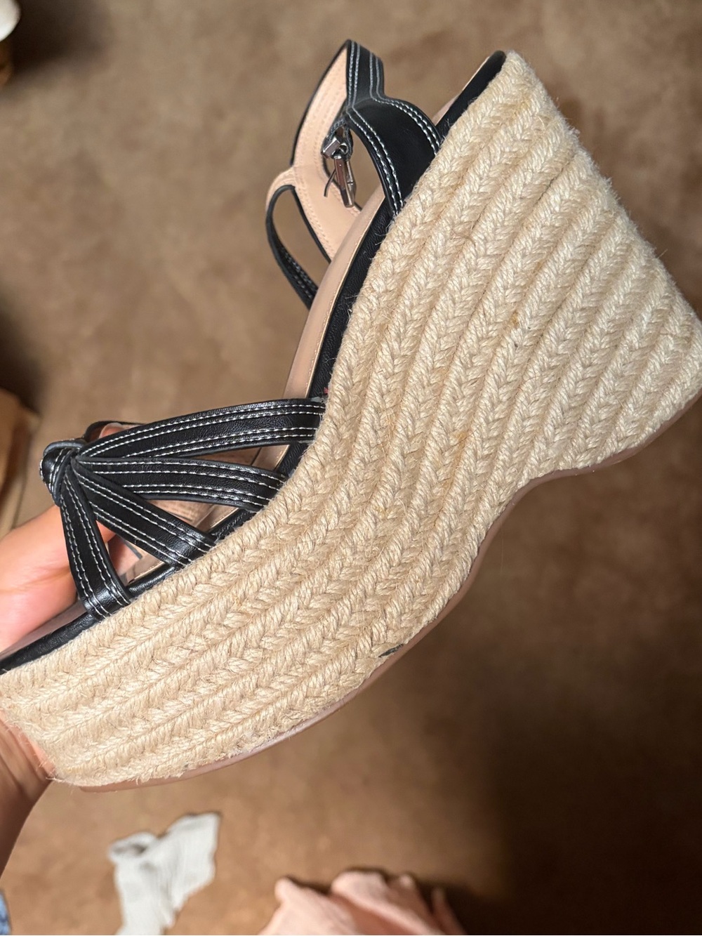 Urban Outfitters Black Strappy Espadrille Wedge Sandals